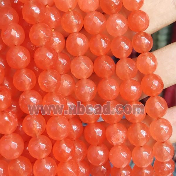 orange Jade Beads, faceted round, b-grade