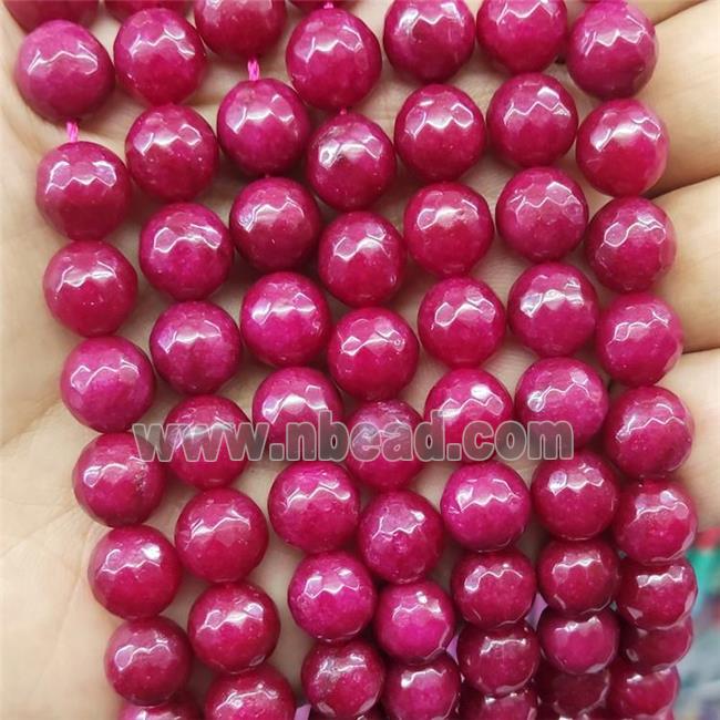 hotpink blue Jade Beads, faceted round, b-grade
