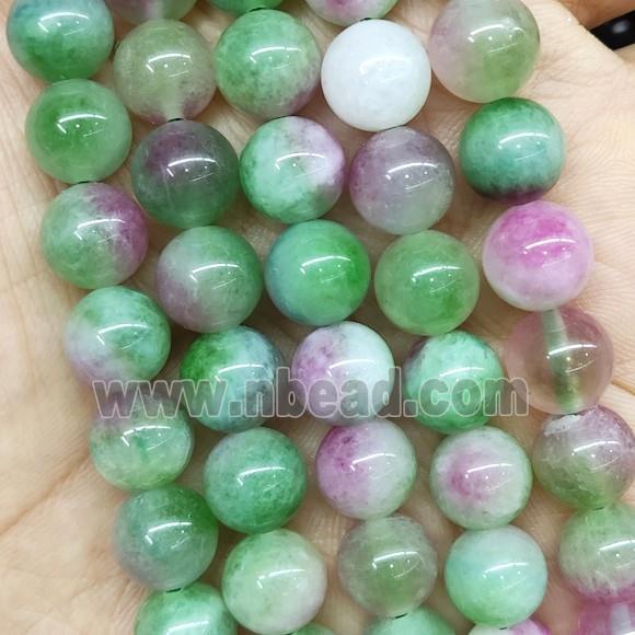 round Jade Beads, green, dye