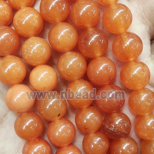round Jade Beads, orange dye