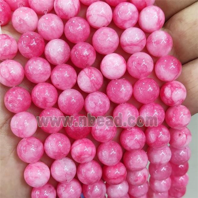 round pink Jade Beads, dye