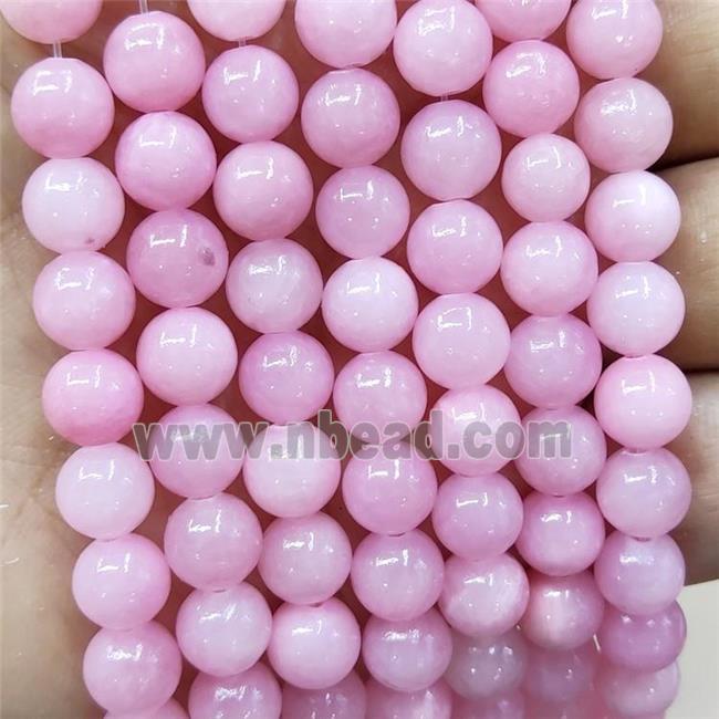Natural Honey Jade Beads Pink Dye Smooth Round