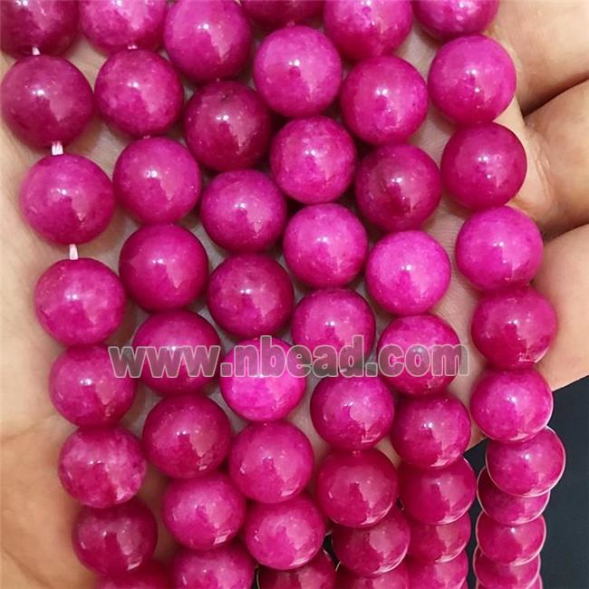 Red Spong Jade Beads Dye Smooth Round