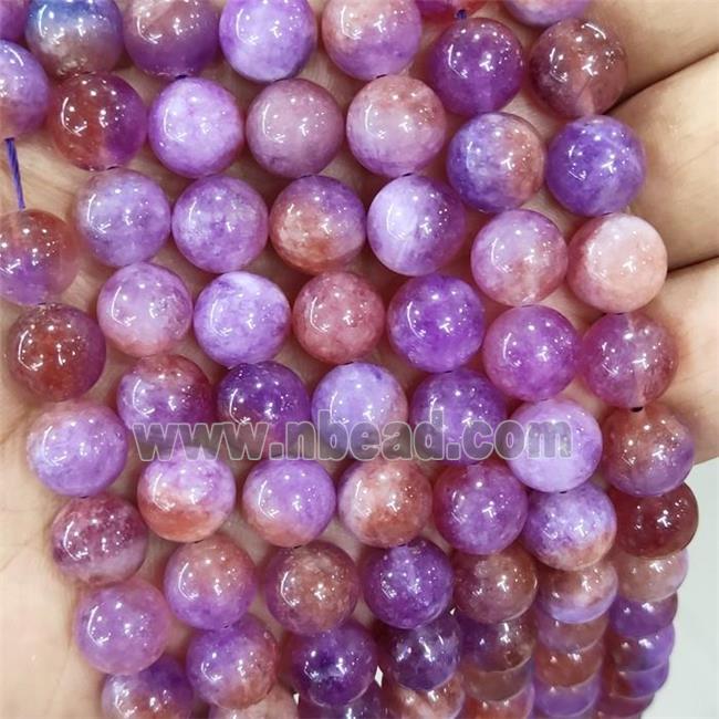 Jade Beads Red Purple Dye Smooth Round
