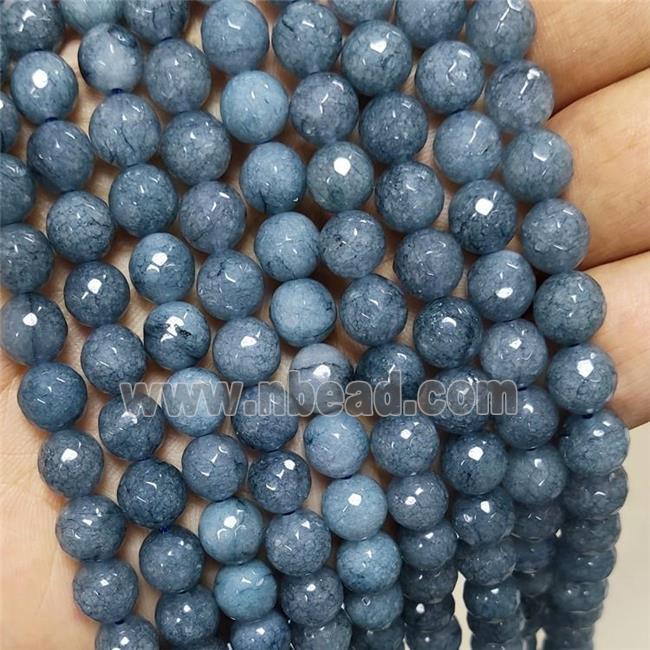 Grayblue Jade Beads Faceted Round Dye