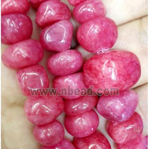 red jade beads, freeform chips, stabile