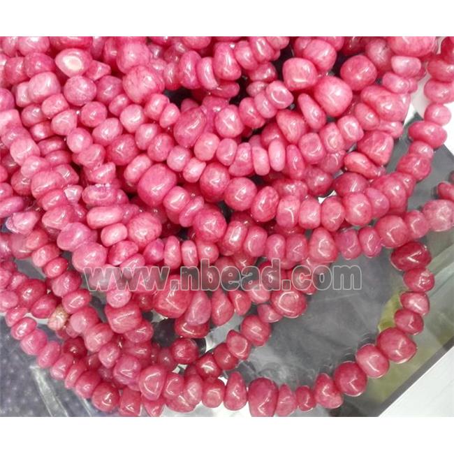 red jade beads, freeform chips, stabile