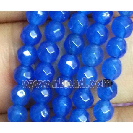 deep-blue jade bead, faceted round