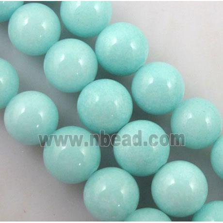 aqua Quartzite Jade beads, round
