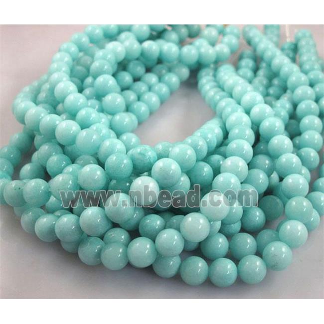 aqua Quartzite Jade beads, round
