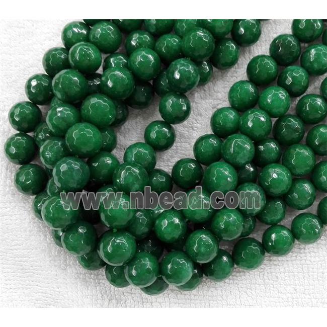 jade bead, stabile, faceted round, rich green