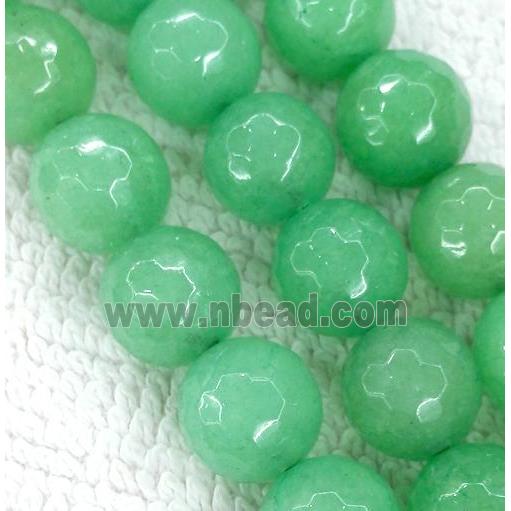 green Jade Beads, stabile, faceted round