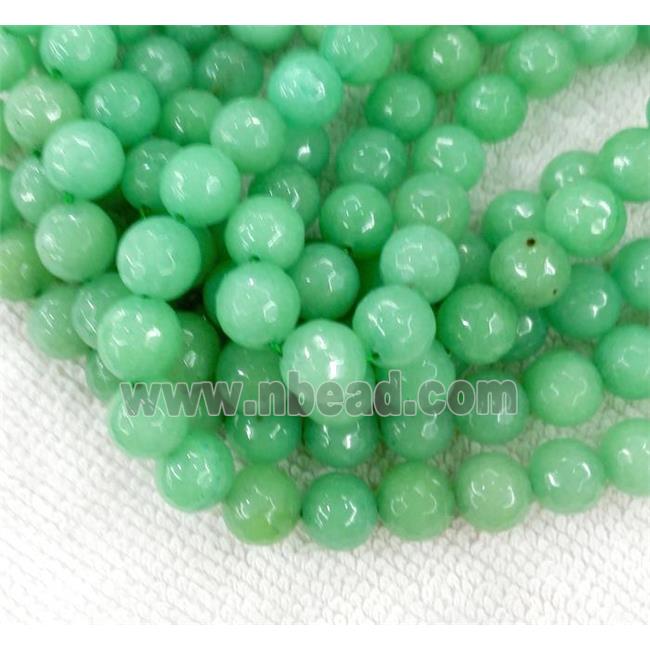 green Jade Beads, stabile, faceted round