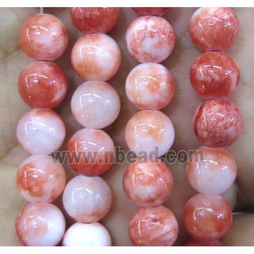 Persia jade bead, round, stabile, red