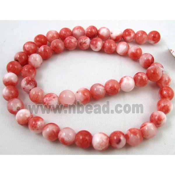 Persia jade bead, round, stabile, red