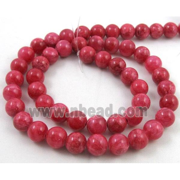 Persia jade bead, round, stabile, deep-red