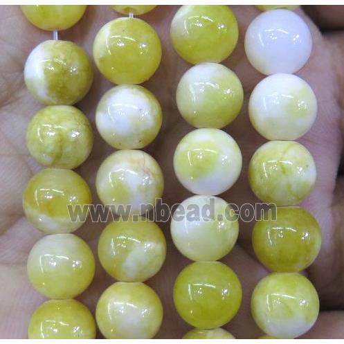 Persia jade bead, round, stabile, yellow
