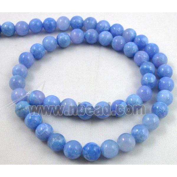 Persia jade bead, round, stabile, blue