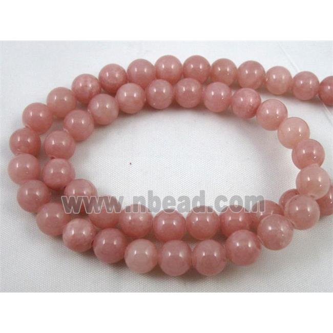 lt.red jade beads, round, stabile