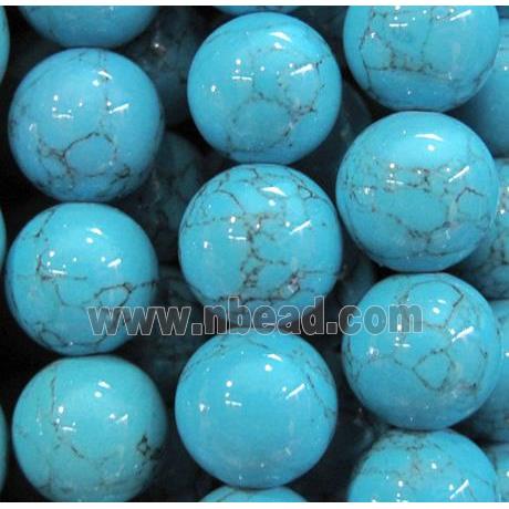 round blue turquoise beads, synthetic