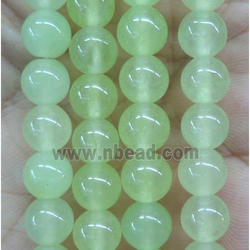 round jade stone beads, dye, lt.green