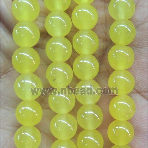 round jade stone beads, dye, yellow