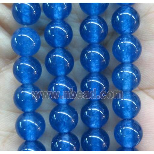 round jade stone beads, dye, blue