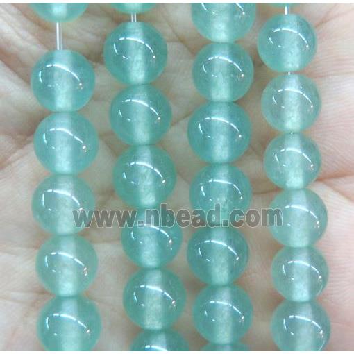 round jade stone beads, dye, green
