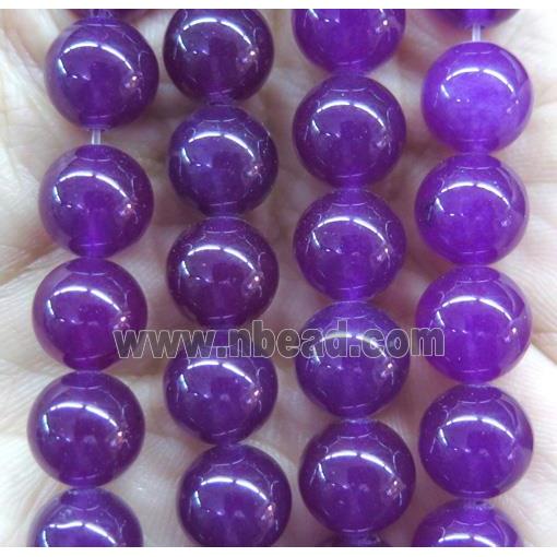 round jade stone beads, dye, purple