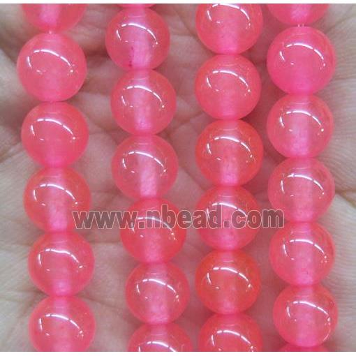 round jade stone beads, dye, pink