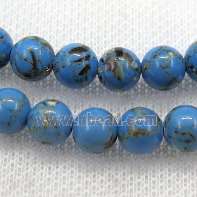 blue synthetic turquoise beads with shelled, round