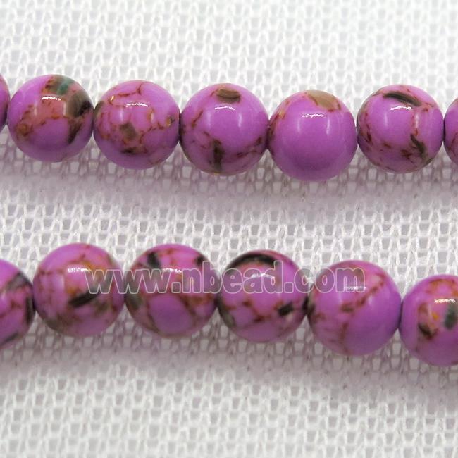 purple synthetic turquoise beads with shelled, round
