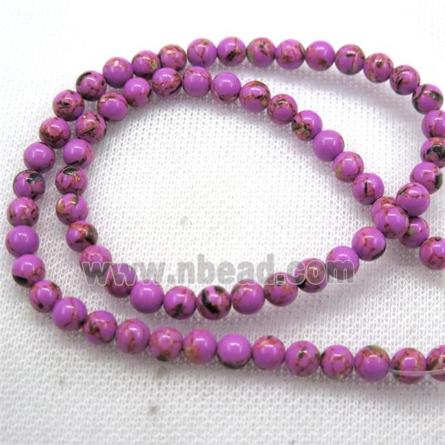 purple synthetic turquoise beads with shelled, round