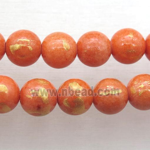orange JinShan Jade beads, round