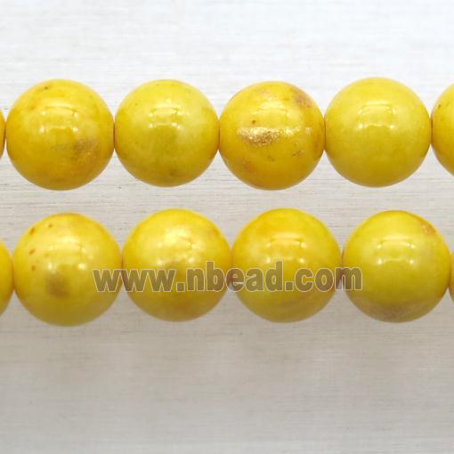 yellow JinShan Jade beads, round