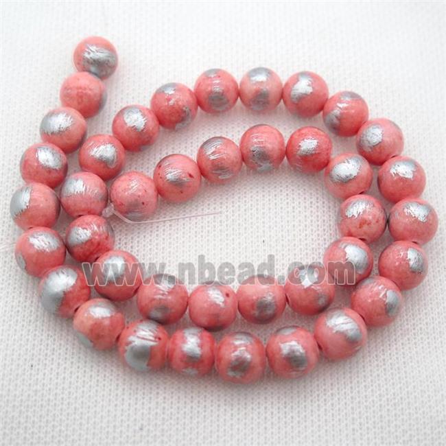 round pink Silvery Jade Beads