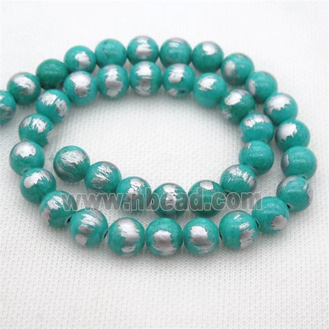 round green Silvery Jade Beads