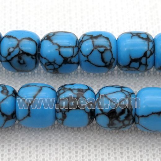 blue Synthetic Turquoise barrel beads