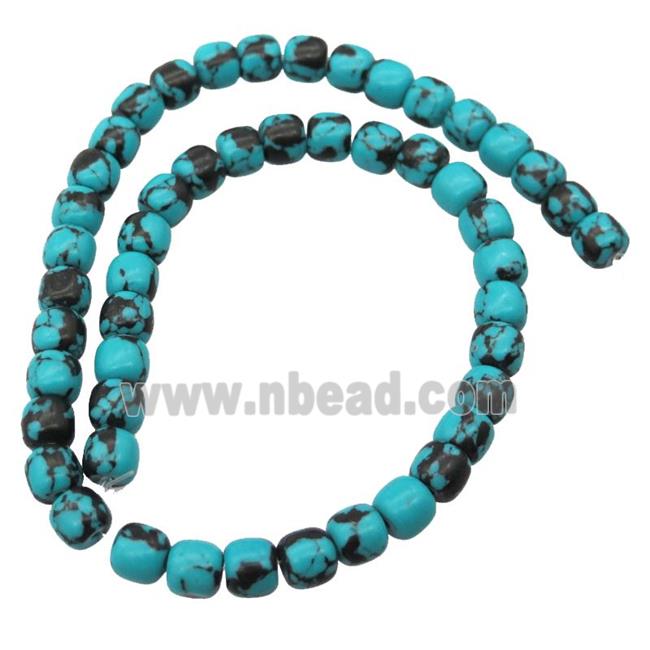 blue synthetic Turquoise beads, barrel