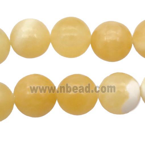 Natural Yellow Honey Jade Beads Smooth Round