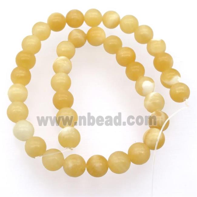 Natural Yellow Honey Jade Beads Smooth Round