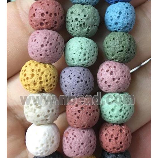 round Lava stone beads, mixed color