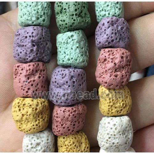 Lava stone beads, freeform, mixed color