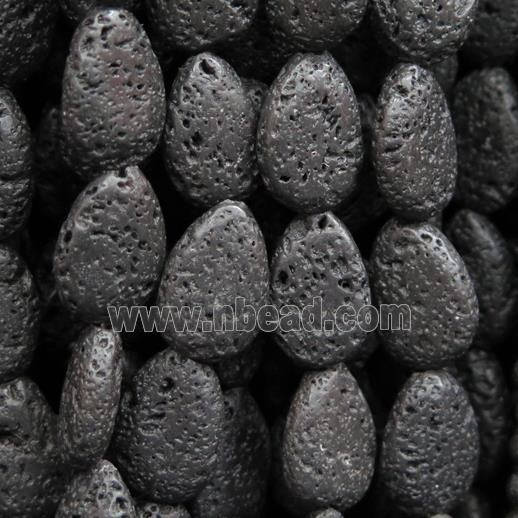 black Lava Stone beads, teardrop