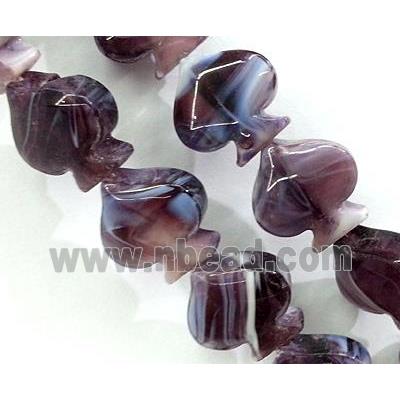 Plated Lampwork glass bead, heart, purple