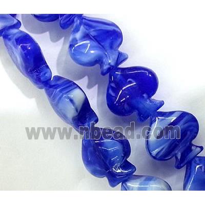 plated Lampwork glass bead, heart, blue
