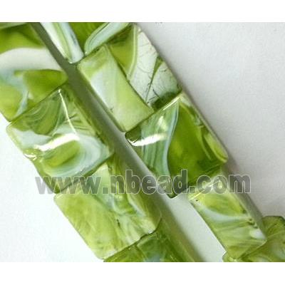 Plated Lampwork glass bead, rectangle