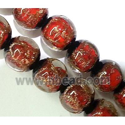 lampwork glass bead, round, red
