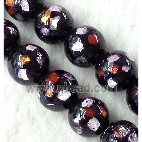 lampwork bead within silver foil, round
