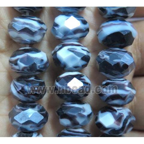 lampwork beads, faceted rondelle, black